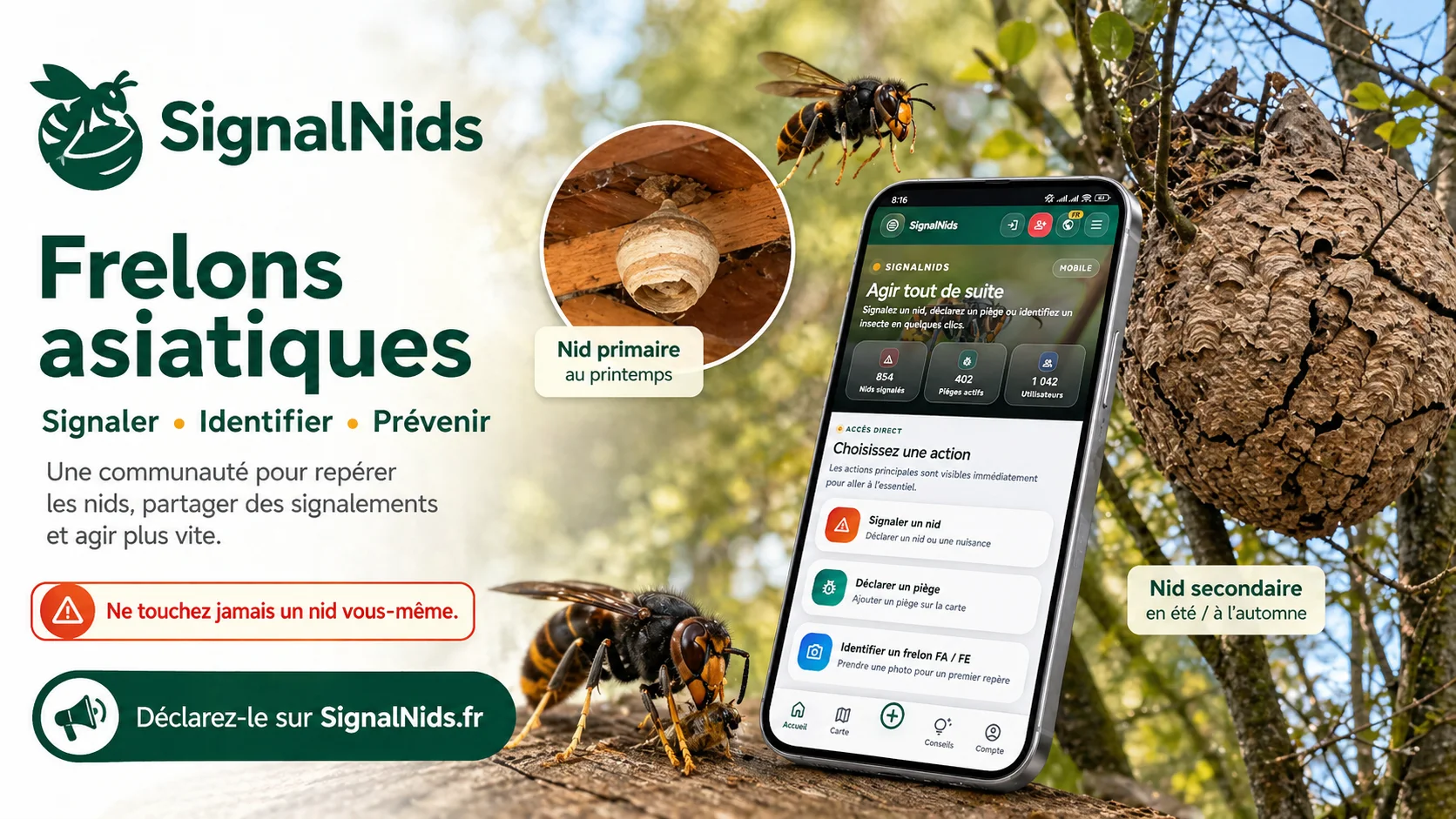 Application SignalNids : signaler un nid + voir la carte